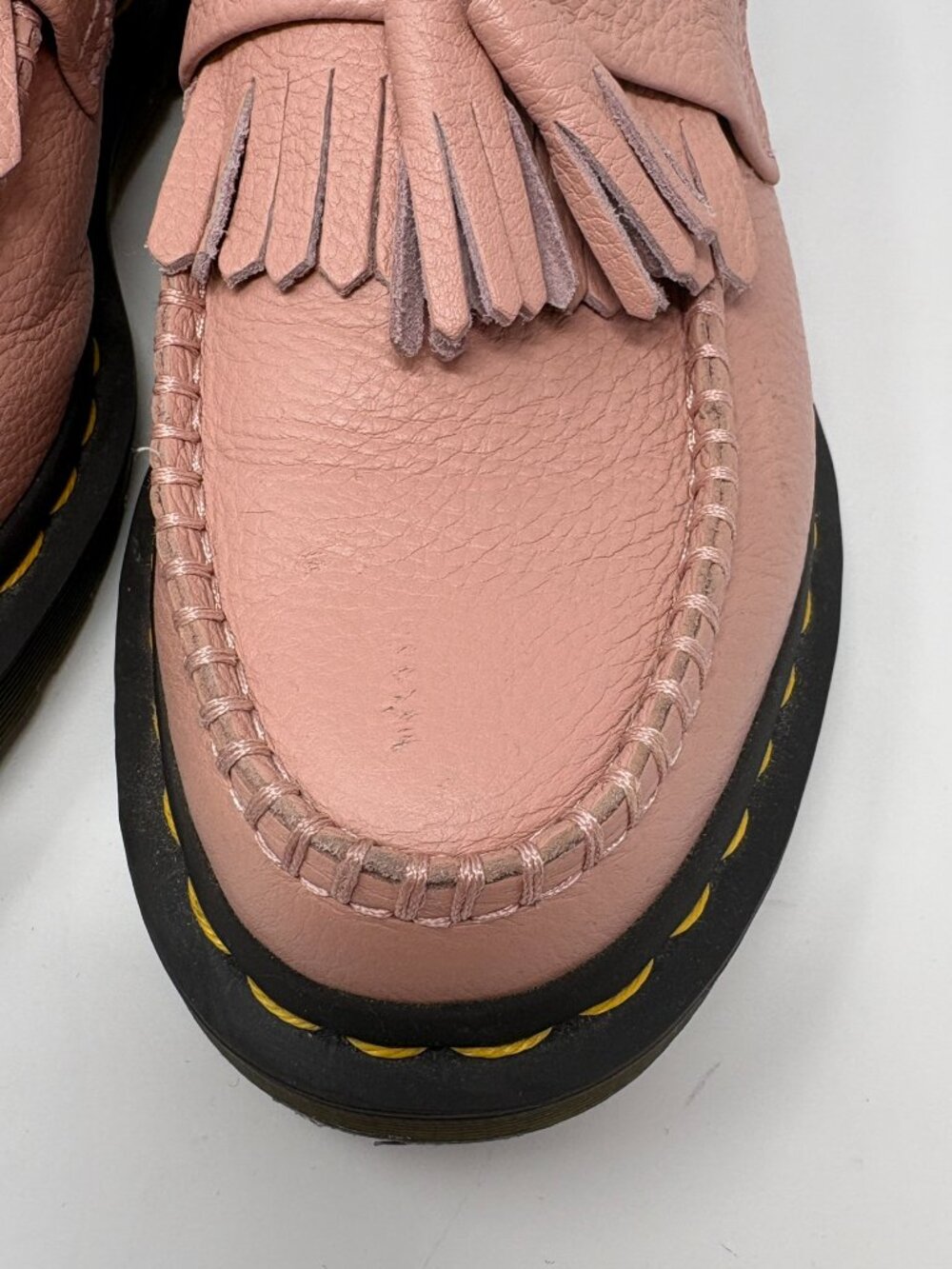 Dr. Martens Adrian Virginia Leather Tassel Loafers in Neutral Light Pink Size 7 - Picture 6 of 10
